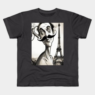 Surreal Elegance: Parisian Stroll with a Dali Mustache Kids T-Shirt
